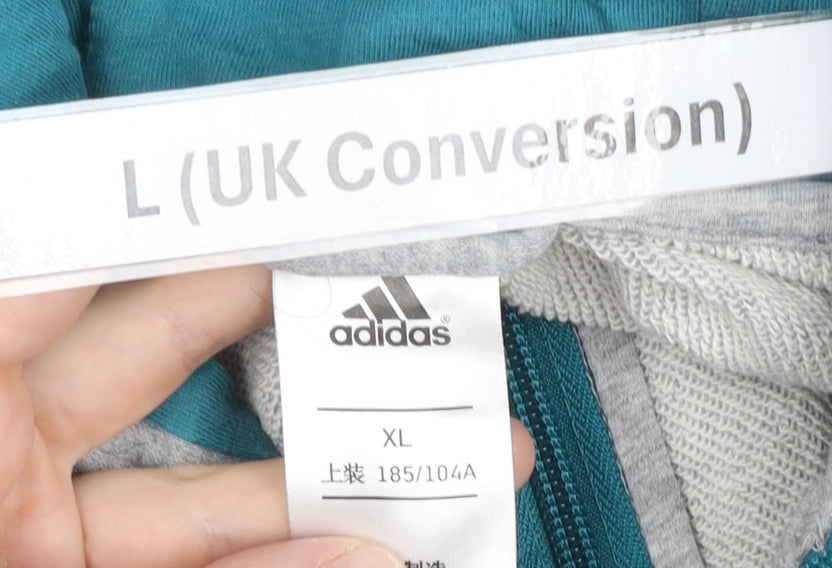 Mens UK Size L adidas Grey Full Zip Hoodie