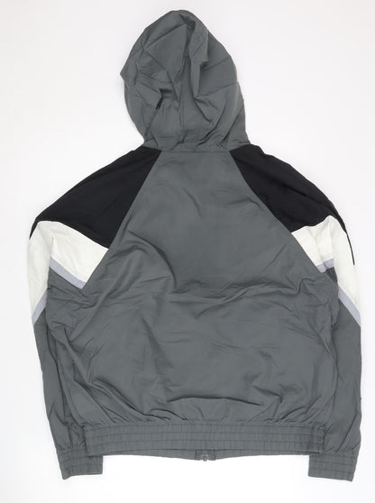 Nike Men’s Grey Black White Windbreaker Jacket M Hooded Lightweight