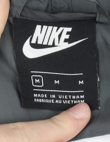 Nike Men’s Grey Black White Windbreaker Jacket M Hooded Lightweight
