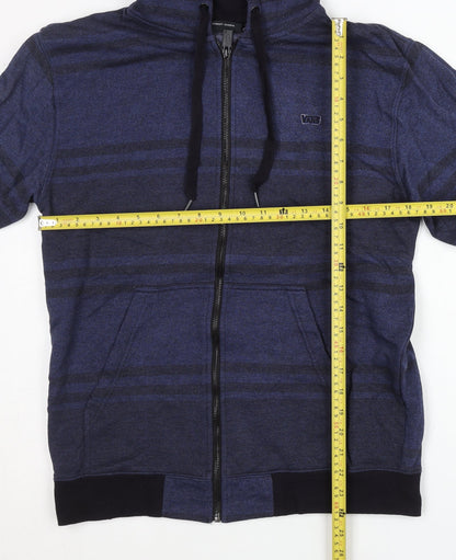 Vans Men’s Blue Full Zip Hoodie Size S Stripe Pattern Cotton Blend