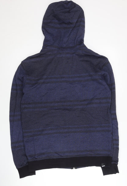 Vans Men’s Blue Full Zip Hoodie Size S Stripe Pattern Cotton Blend