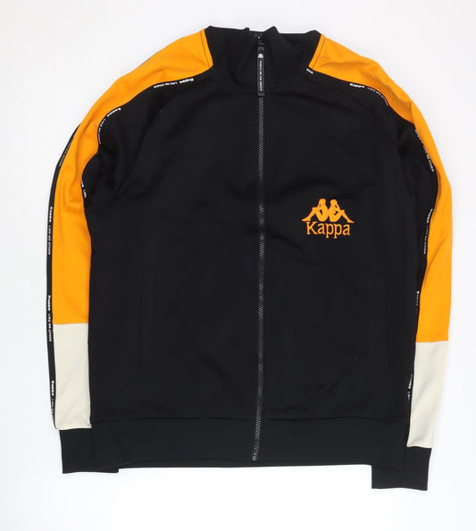 Kappa Men’s Black Orange White Track Jacket M Colourblock Sportswear