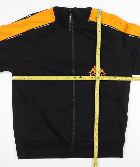 Kappa Men’s Black Orange White Track Jacket M Colourblock Sportswear