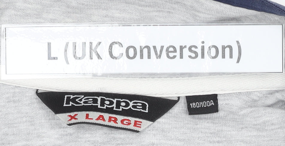 Kappa Men's Grey L Track Jacket Full Zip Lightweight Cotton Blend