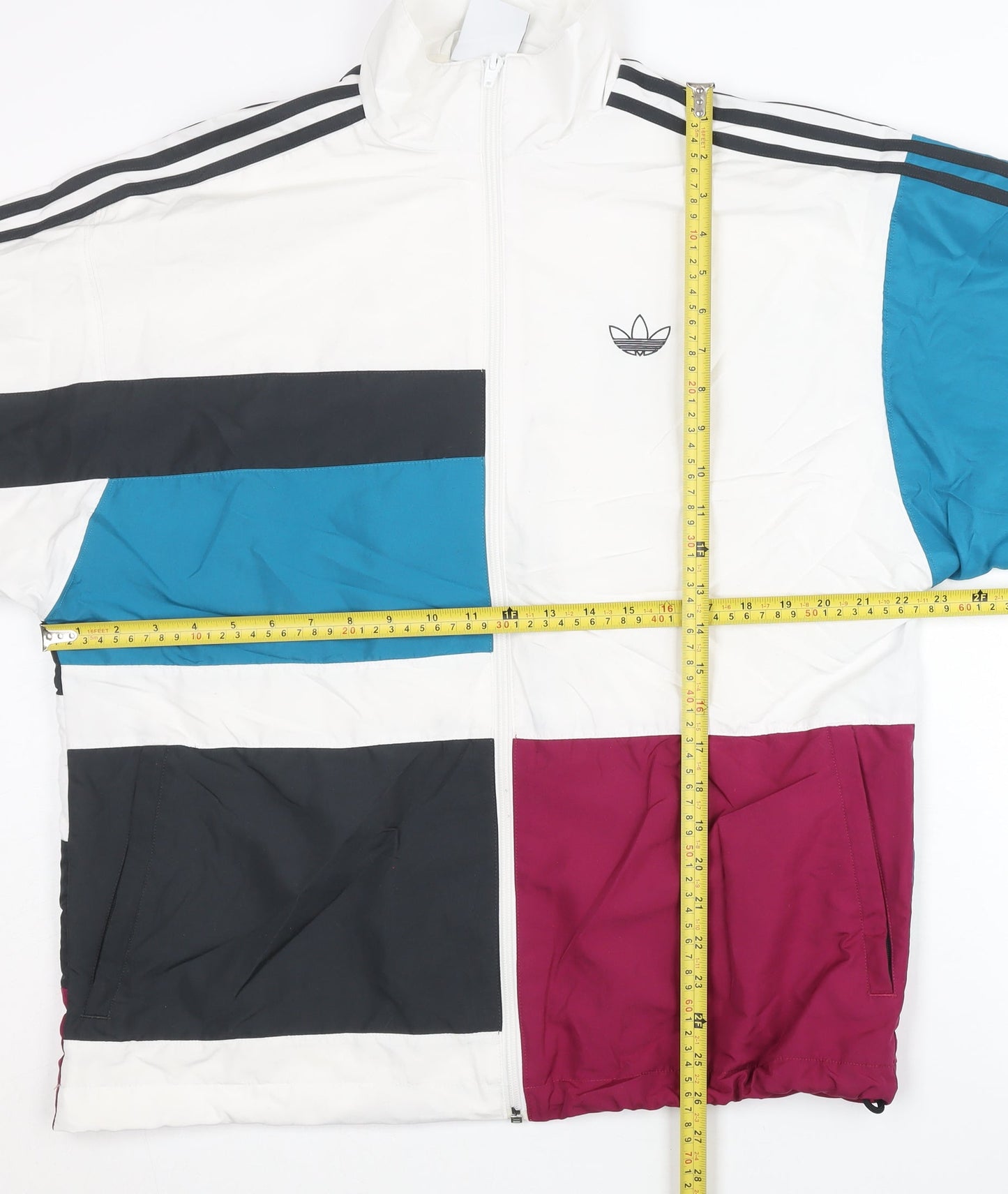 Adidas Mens White Colourblock Track Jacket Size M Polyester