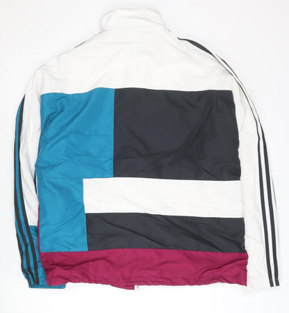 Adidas Mens White Colourblock Track Jacket Size M Polyester