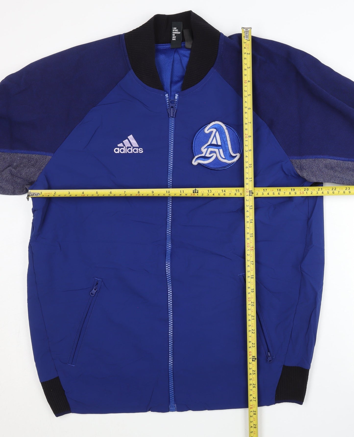 Adidas Men's Blue Varsity Jacket Size L Regular Fit Zip Sportswear