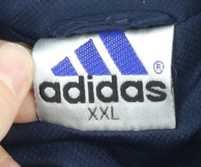 Adidas Men’s Blue 2XL Track Jacket Full Zip Polyester Sportswear