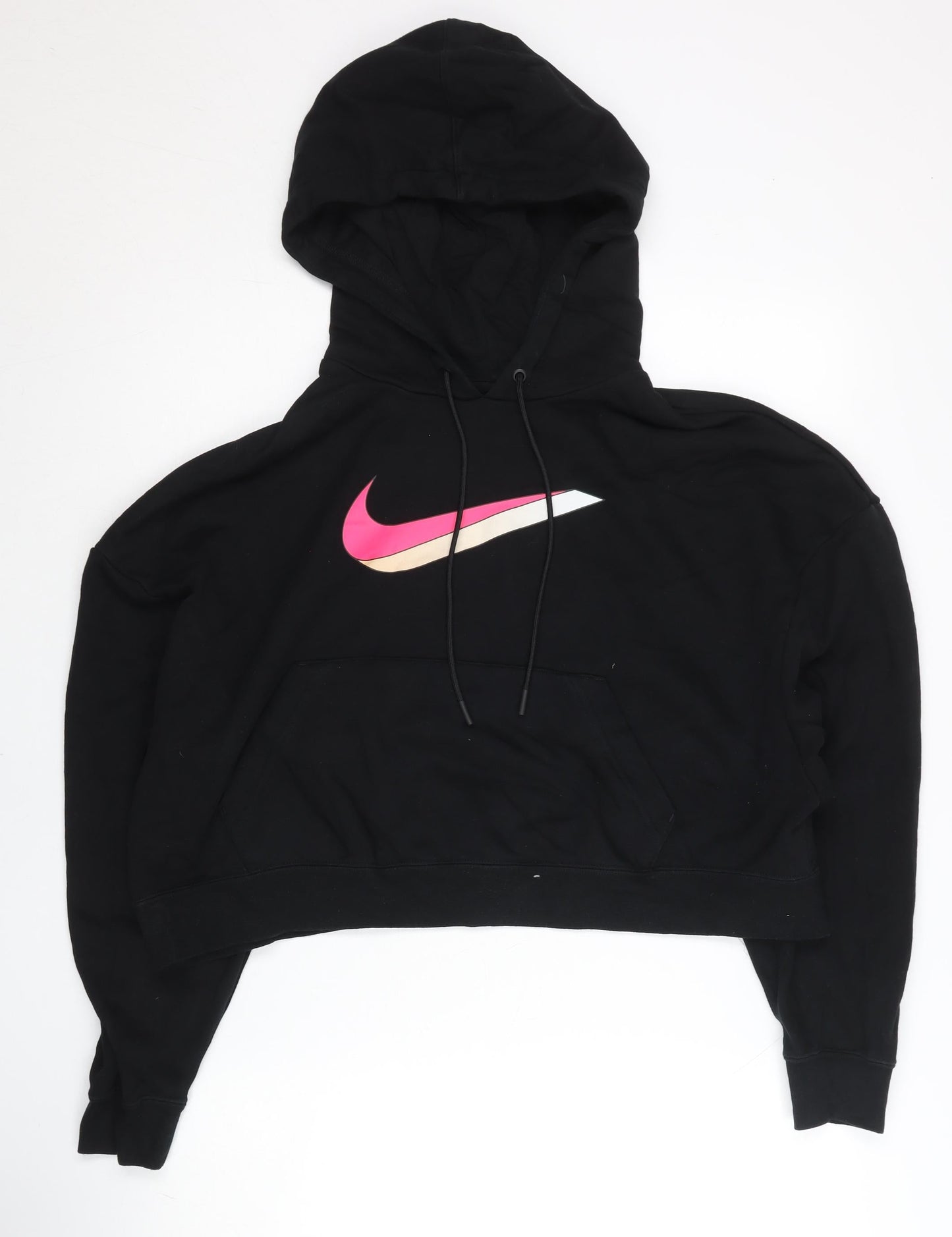 Nike Womens Black Small Pullover Hoodie Sweatshirt Logo Cotton