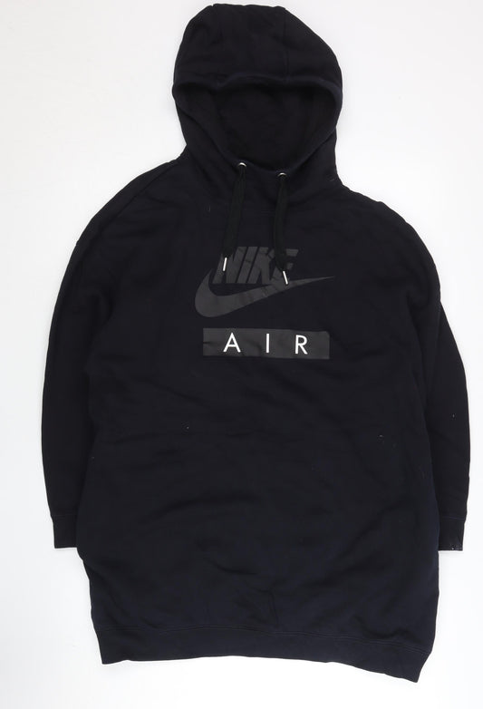 Nike Womens Black Pullover Hoodie Small Logo Graphic Sportswear