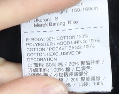 Nike Womens Black Pullover Hoodie Small Logo Graphic Sportswear