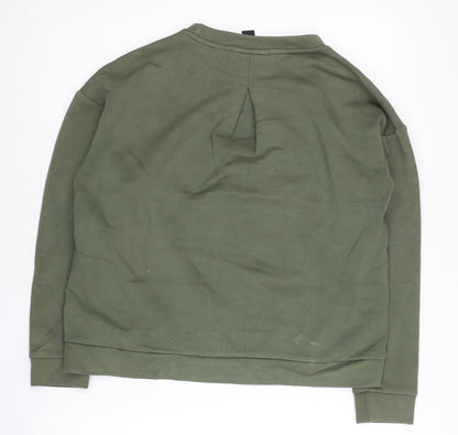 Adidas Women Green L Pullover Short Sleeve Logo Sweatshirt