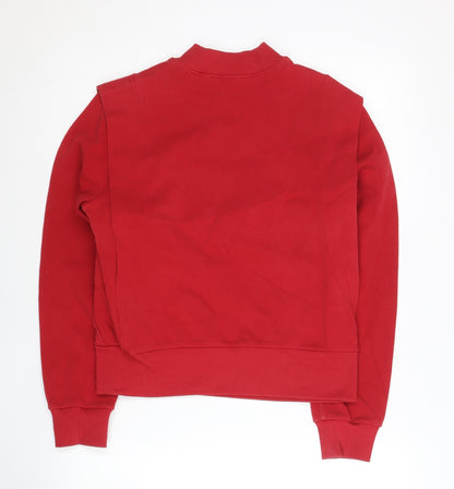 Fila Womens Red Sweatshirt UK 6 Cotton Blend Floral Logo Pullover