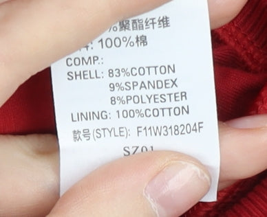 Fila Womens Red Sweatshirt UK 6 Cotton Blend Floral Logo Pullover