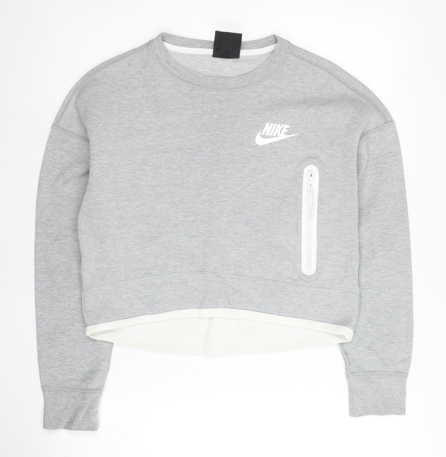 Nike Women’s Grey Sweatshirt Medium Crew Neck Long Sleeve Zip Pocket