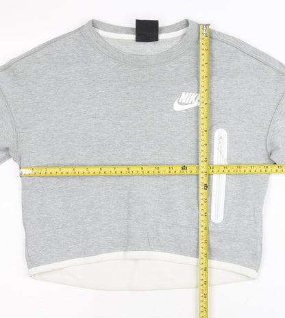 Nike Women’s Grey Sweatshirt Medium Crew Neck Long Sleeve Zip Pocket