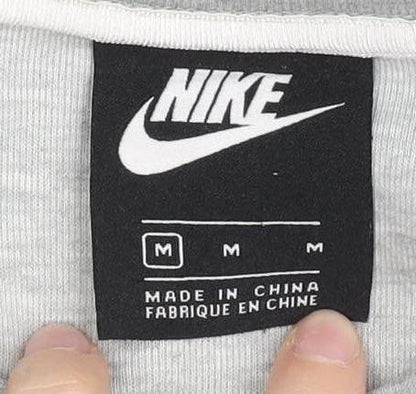 Nike Women’s Grey Sweatshirt Medium Crew Neck Long Sleeve Zip Pocket