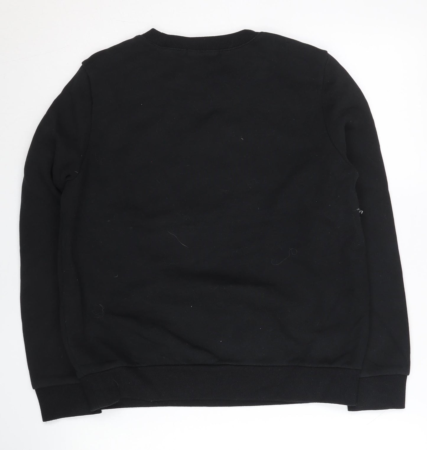 Guess Womens Black XS Pullover Sweatshirt Logo Crew Neck
