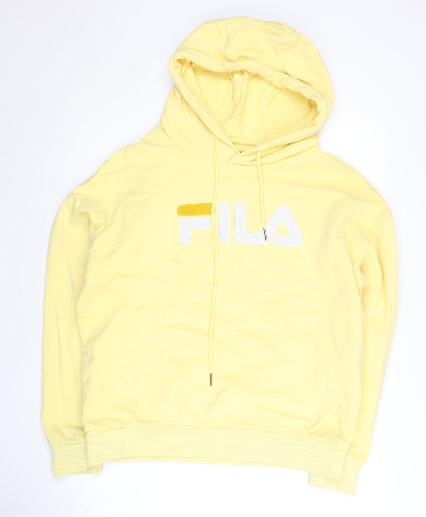 Fila Women’s Yellow Pullover Hoodie Sweatshirt Size M Cotton Logo