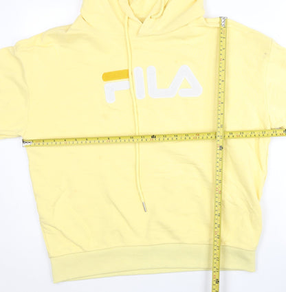 Fila Women’s Yellow Pullover Hoodie Sweatshirt Size M Cotton Logo