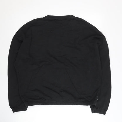 Puma Womens Black Cotton Sweatshirt M Pullover Crew Neck Logo