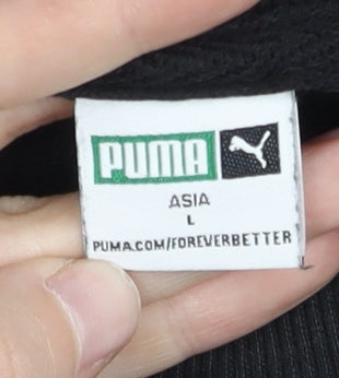 Puma Womens Black Cotton Sweatshirt M Pullover Crew Neck Logo