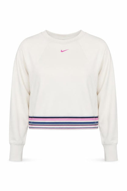 Nike Pro Women’s Beige Sweatshirt Medium Striped Hem Dri-FIT