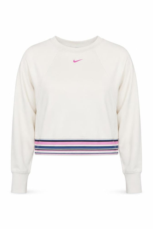 Nike Pro Women’s Beige Sweatshirt Medium Striped Hem Dri-FIT