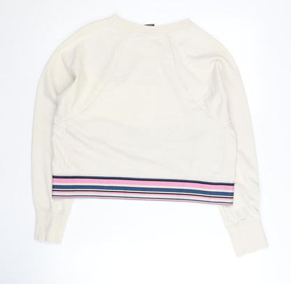 Nike Pro Women’s Beige Sweatshirt Medium Striped Hem Dri-FIT