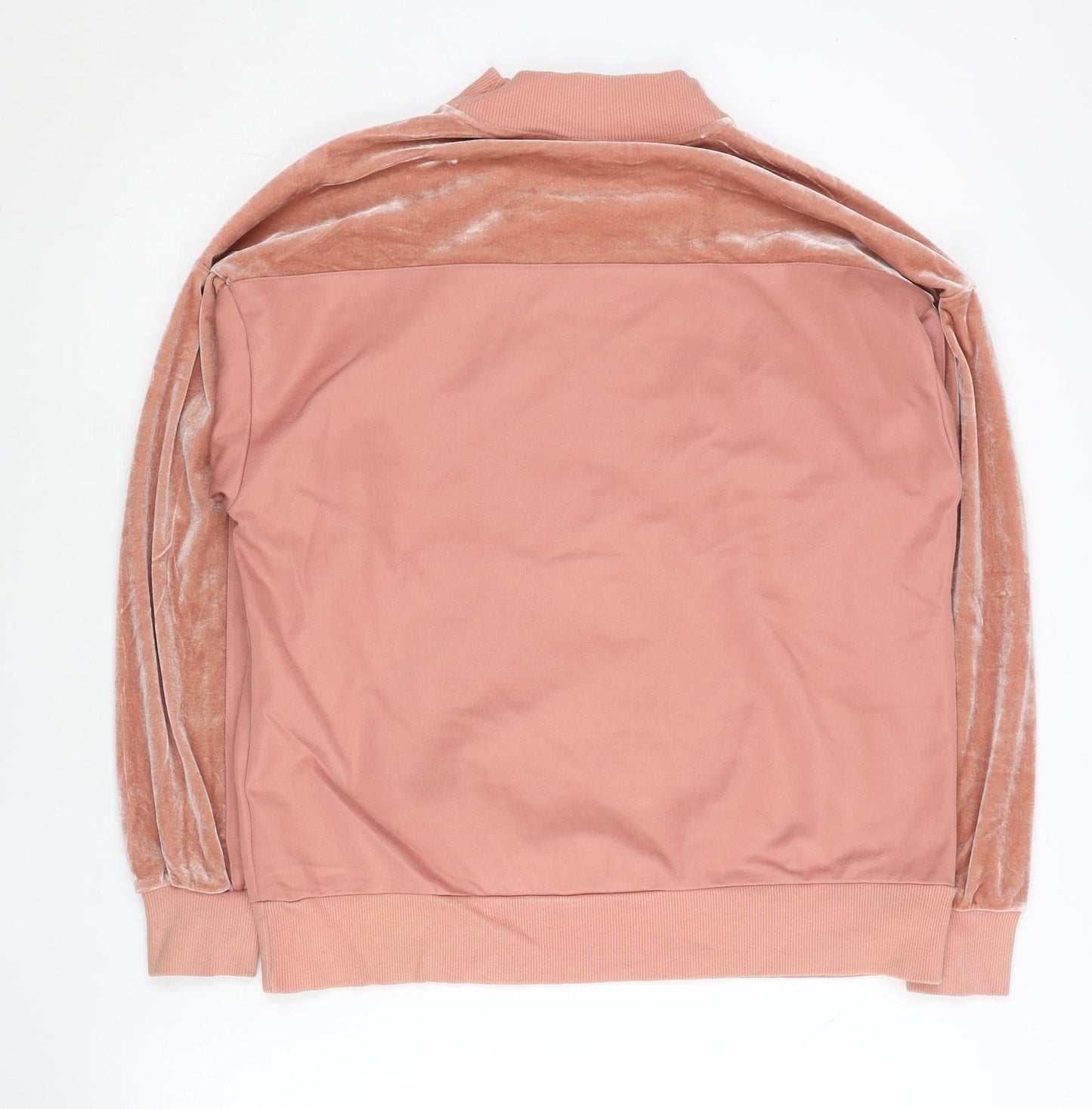 Adidas Womens Pink Velour Logo Sweatshirt Size 8 Regular Fit