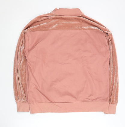 Adidas Womens Pink Velour Logo Sweatshirt Size 8 Regular Fit