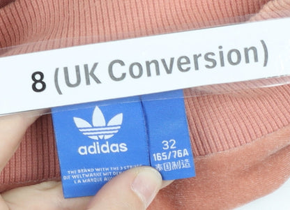 Adidas Womens Pink Velour Logo Sweatshirt Size 8 Regular Fit