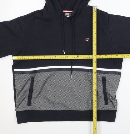 Fila Womens Navy Blue Hoodie Size 10 Logo Pullover Sportswear