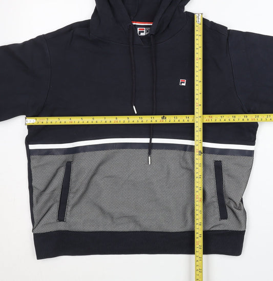 Fila Womens Navy Blue Hoodie Size 10 Logo Pullover Sportswear