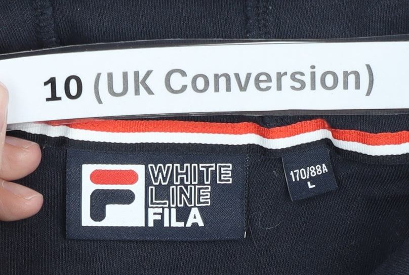 Fila Womens Navy Blue Hoodie Size 10 Logo Pullover Sportswear