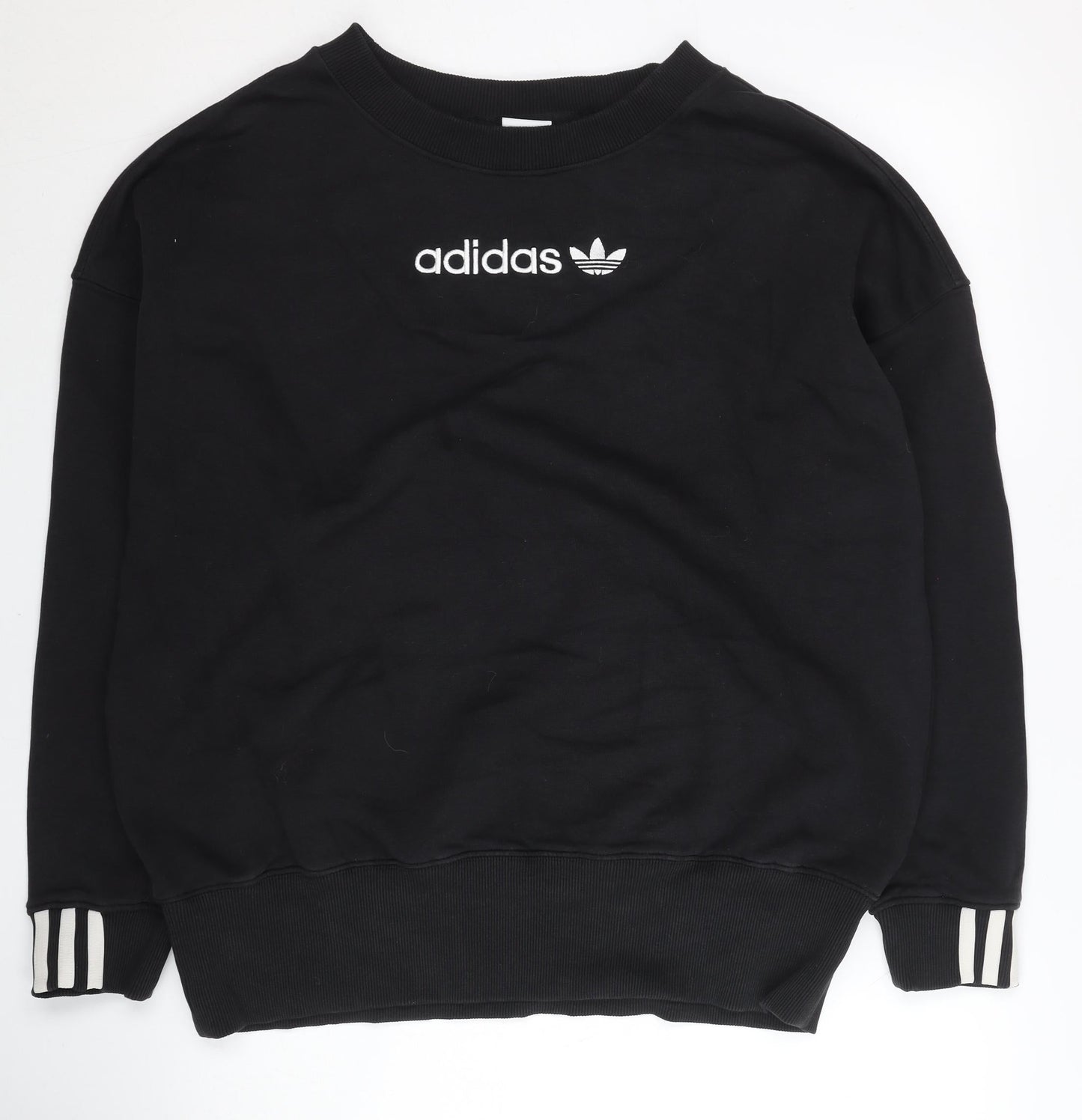 Adidas Women Black Sweatshirt Size 10 Pullover Crew Neck Logo