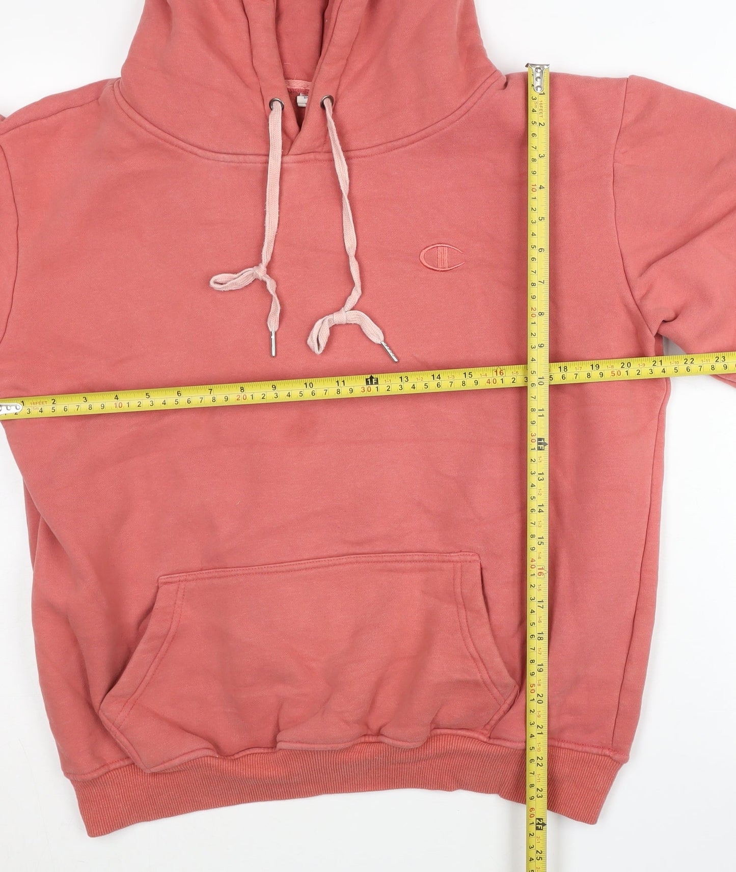 Champion Women’s Pink Pullover Hoodie Size L Logo Drawstring