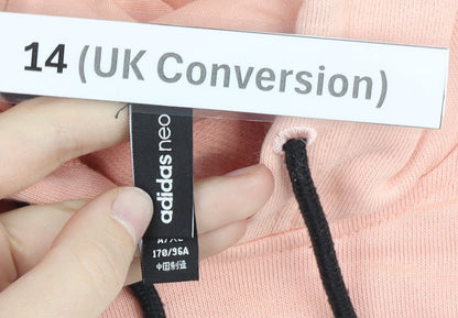 Adidas Women Pink Pullover Hoodie Size 14 Logo Sportswear