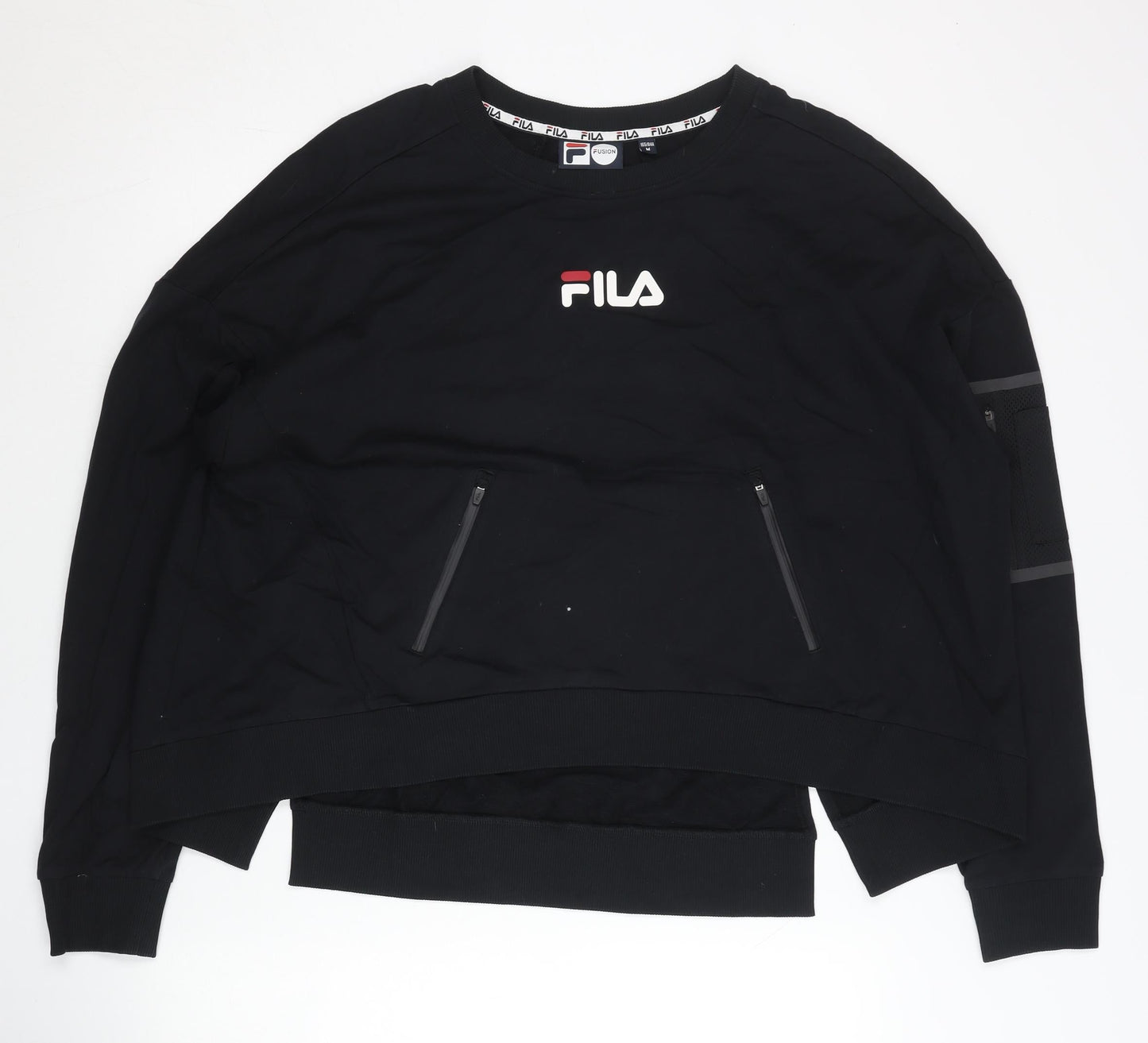 FILA Women’s Black Logo Pullover Sweatshirt Size 8 Regular Fit