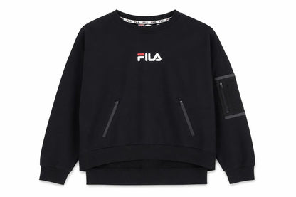 Fila Women’s Black Logo Pullover Sweatshirt Size 8 Regular Fit