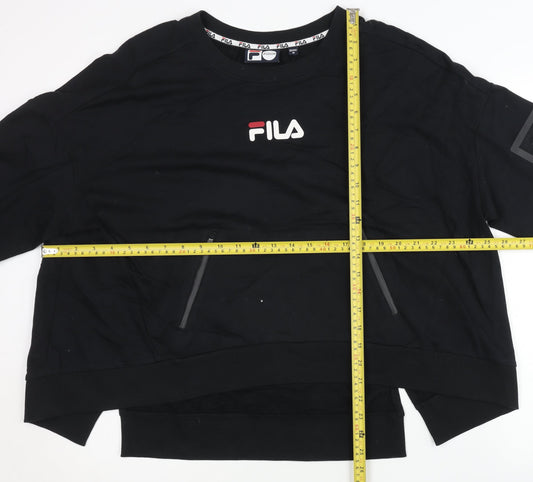 FILA Women’s Black Logo Pullover Sweatshirt Size 8 Regular Fit
