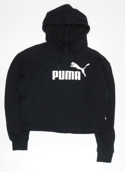 Puma Womens Black Small Pullover Hoodie Sweatshirt Logo Sportswear