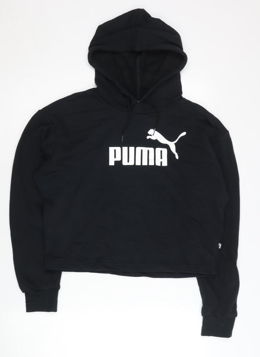Puma Womens Black Small Pullover Hoodie Sweatshirt Logo Sportswear