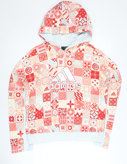 Adidas Womens Multicoloured Hoodie Size 10 Pullover Festival Logo