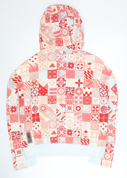 Adidas Womens Multicoloured Hoodie Size 10 Pullover Festival Logo