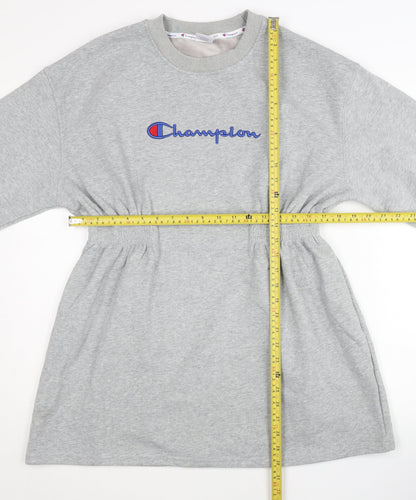 Champion Women’s Grey Tunic Sweatshirt Medium Logo Elastic Waist