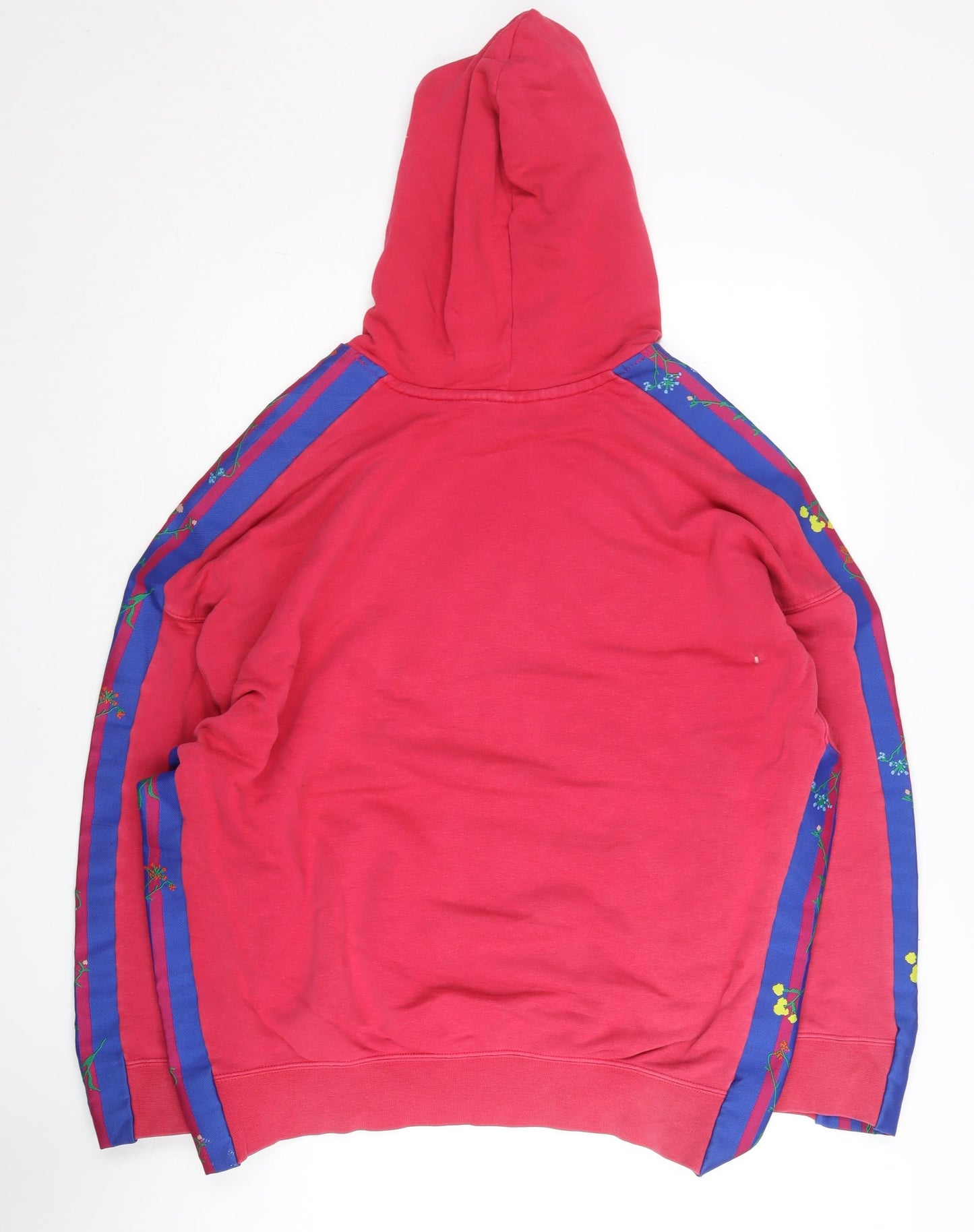 Adidas Women’s Red Floral Hoodie Sweatshirt UK 10 Pullover Cotton Blend