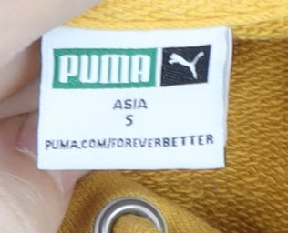 Puma Womens Yellow Pullover Hoodie XS Long Sleeve Cotton