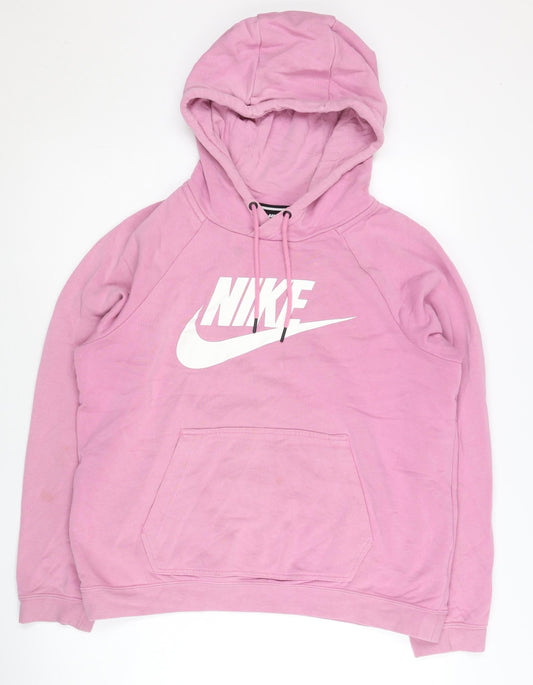 Nike Womens Pink Hoodie XL Pullover Logo Graphic Hooded Sweatshirt