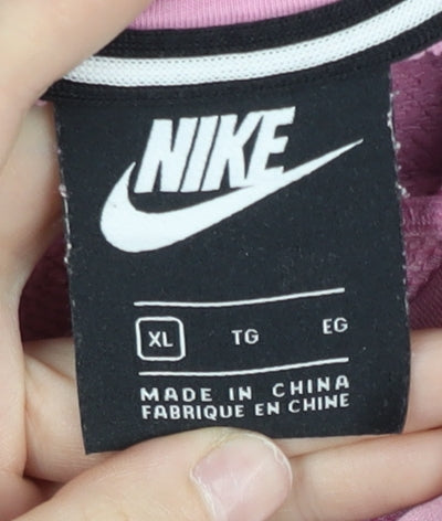 Nike Womens Pink Hoodie XL Pullover Logo Graphic Hooded Sweatshirt
